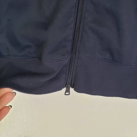 Roots Canada Full Zip Knit Sweatshirt Jacket Men's L Navy Blue Grey Embroidered - Picture 6 of 10